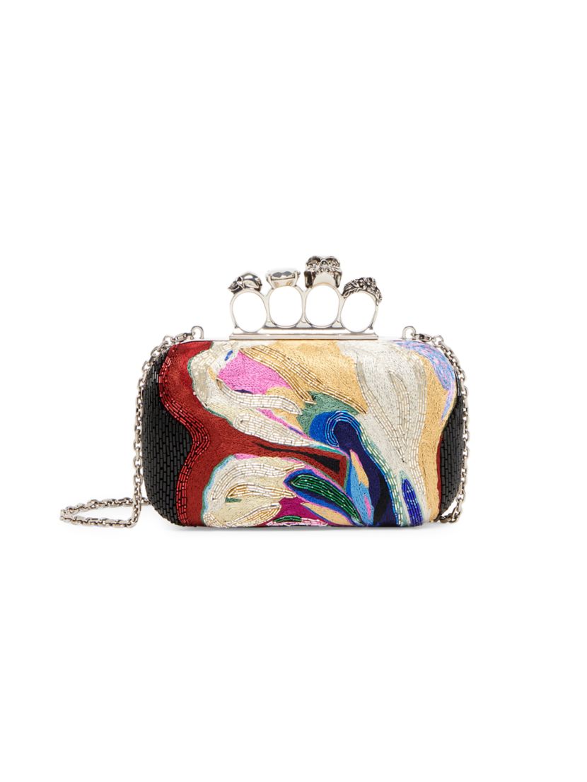 Alexander McQueen Embellished Skull Four-Ring Clutch