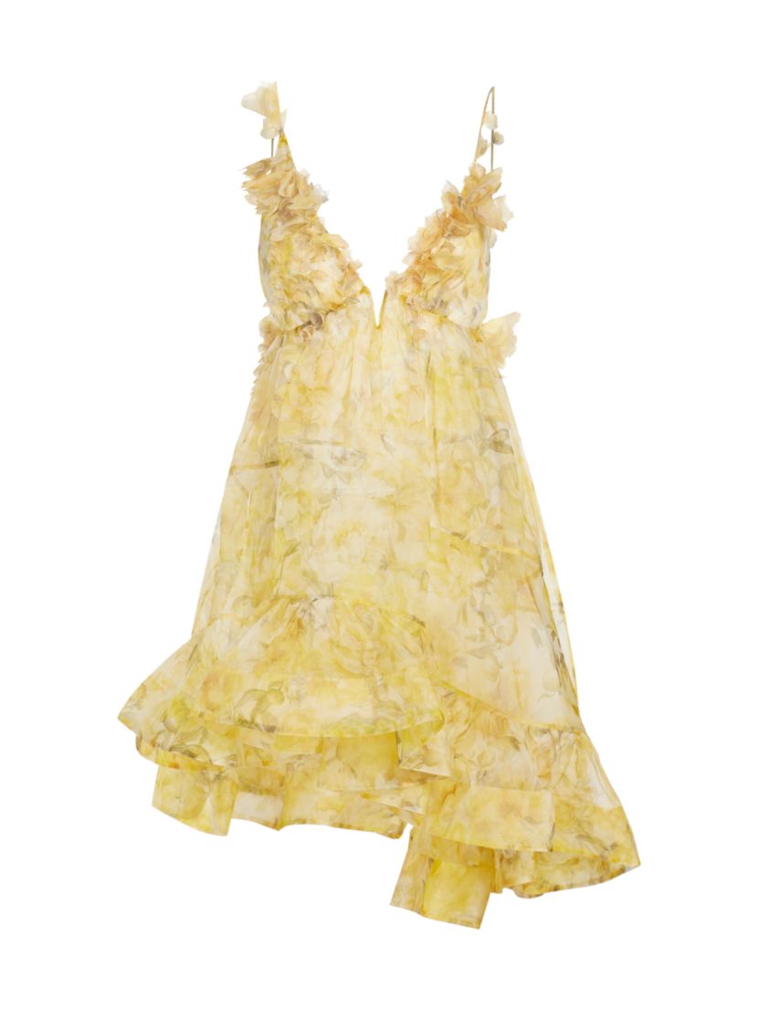 Zimmermann Harmony Silk Peony Asymmetrical Dress