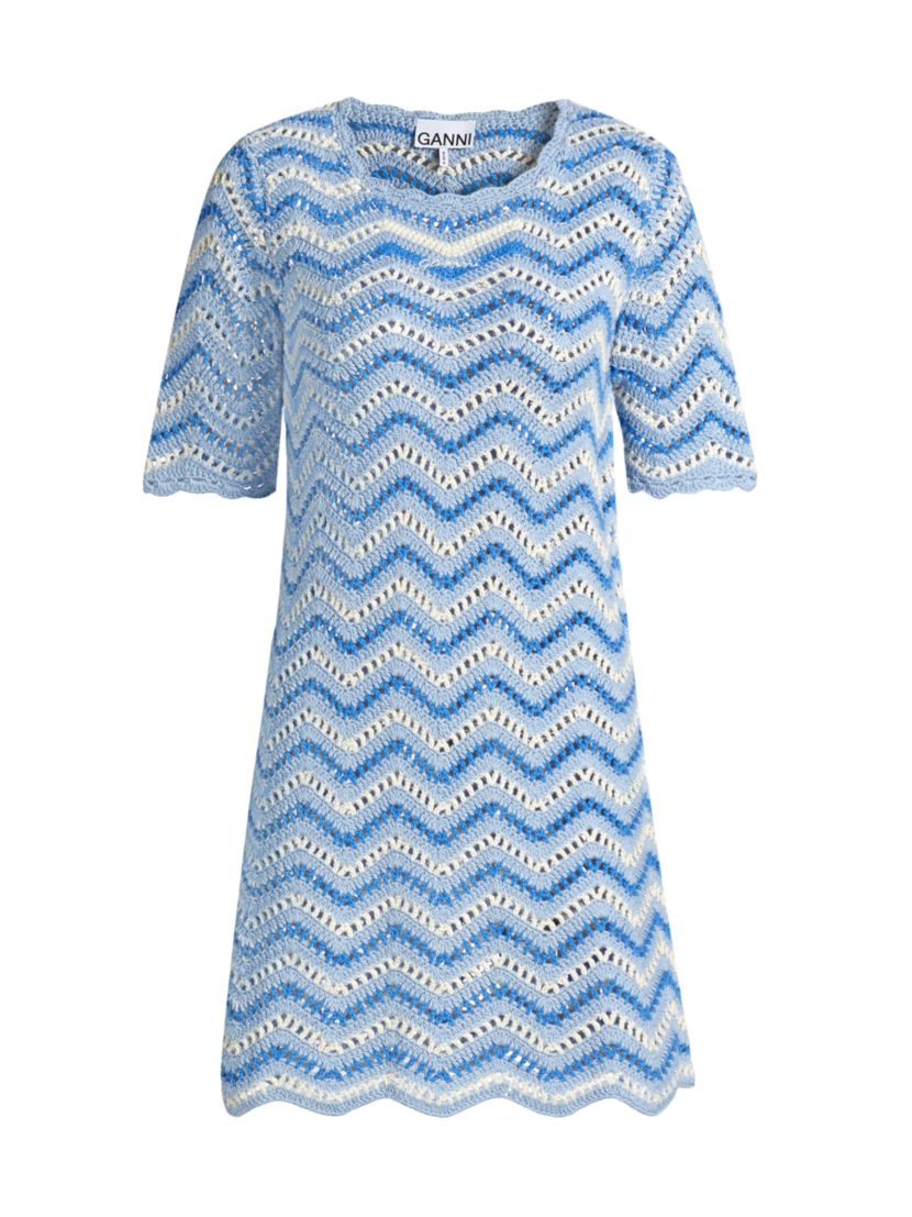 Ganni Chevron Cotton Crochet Mnidress